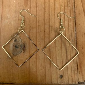 Handmade Large Gild Square Earrings